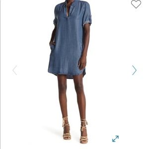 Velvet Heart Macey Roll-Tag Shirt Tencel Denim Jean Shirt Tail Dress Mini Length